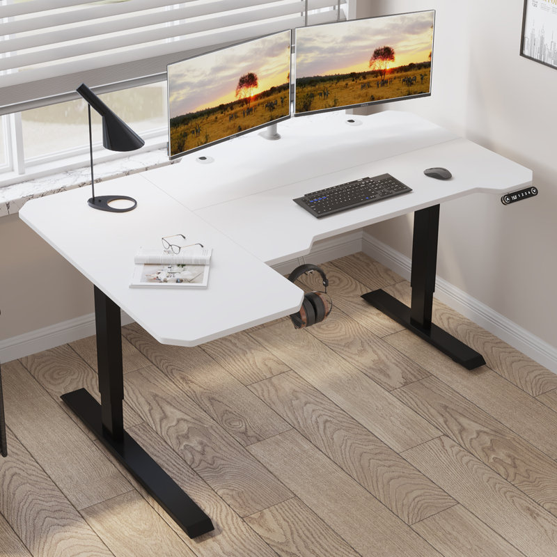 Inbox Zero Daycia Height Adjustable LShape Standing Desk & Reviews